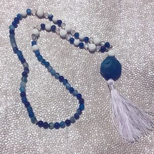 Handmade Druzy Quartz tassel necklace